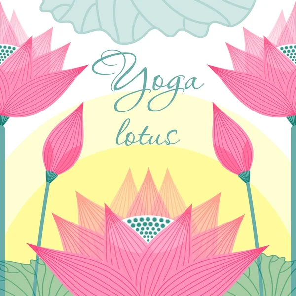 Image pour les studios de yoga lotus sur le fond du soleil levant — Image vectorielle