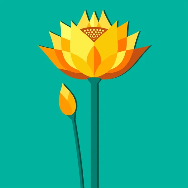 Lotus Flower zlata s bud na světlé pozadí — Stockový vektor