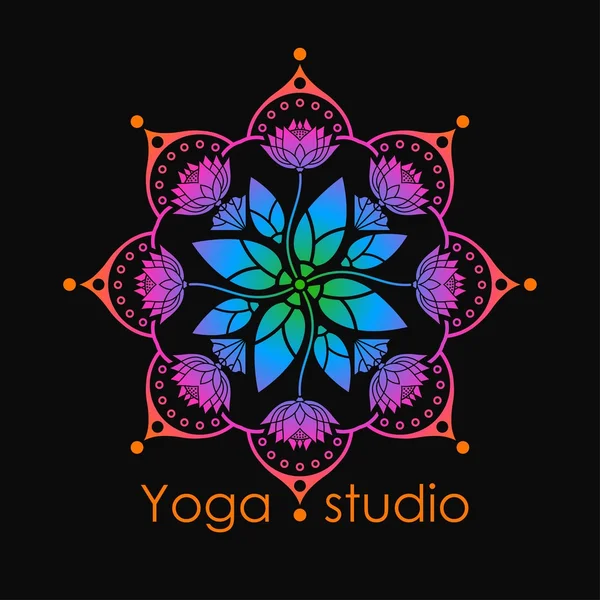 Motif mandala arc-en-ciel de fleurs de lotus pour le studio de yoga — Image vectorielle