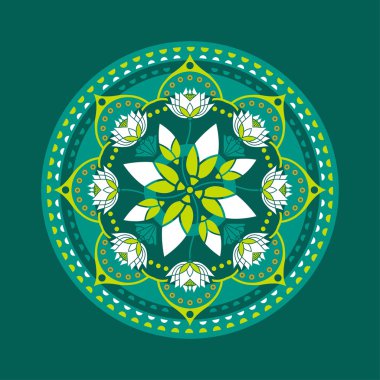 Mandala bir daire lotus dekoratif desen tasarım