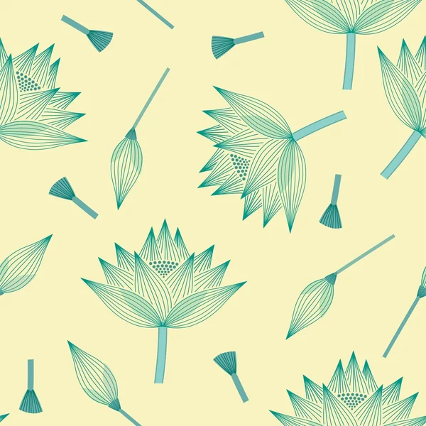 Smidig kontinuerlig bakgrund lotus blomma linjär dekorativa de Royaltyfria illustrationer