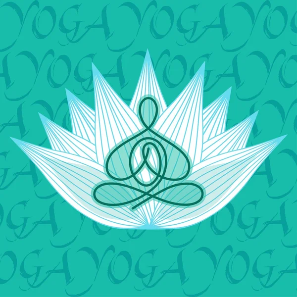 Bild man i yoga poserar på en lotus blomma vektor design — Stock vektor