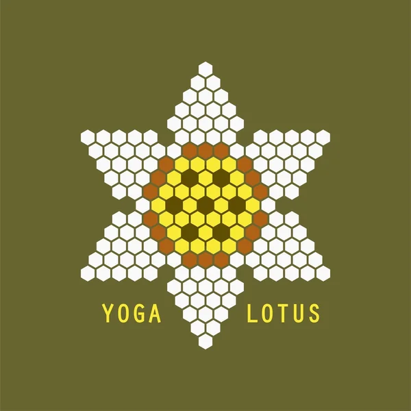 Mosaico geométrico decorativo design emblema lótus ioga vetor — Vetor de Stock