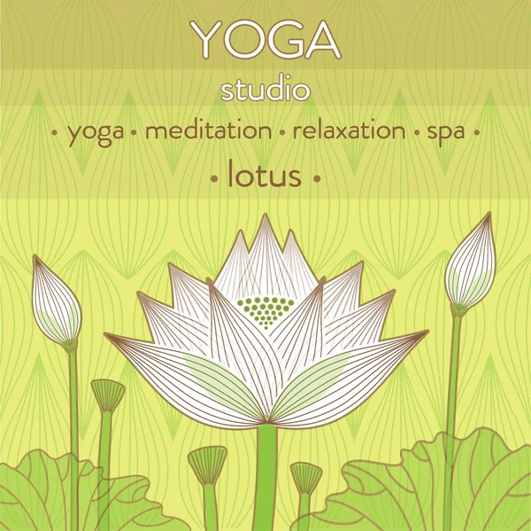 Decorative lotus flower bud background for yoga studio design — Stock Vector