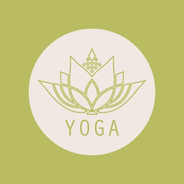 amblem yoga simgesi yuvarlak lotus çiçek tasarım
