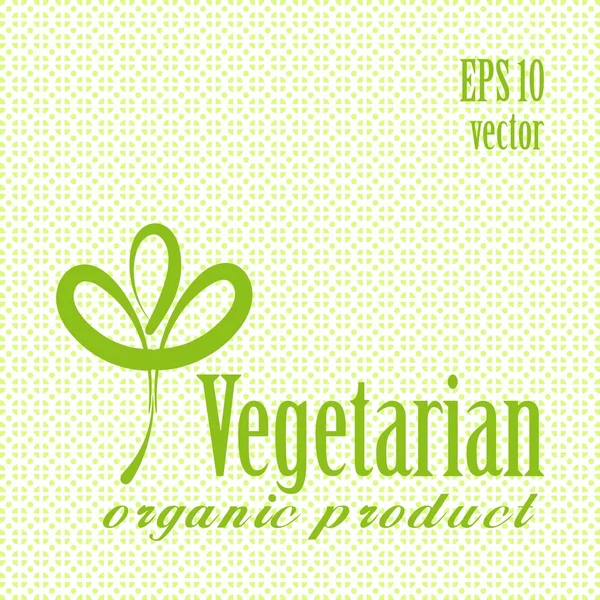 Emblem vegetarian food organic product clover leaf on a light ba — Stock Vector