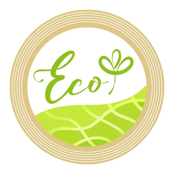 エコ製品の自然なデザインのエンブレム — ストックベクタ
