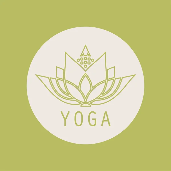 Emblema icono de yoga redondo diseño de flores de loto — Archivo Imágenes Vectoriales