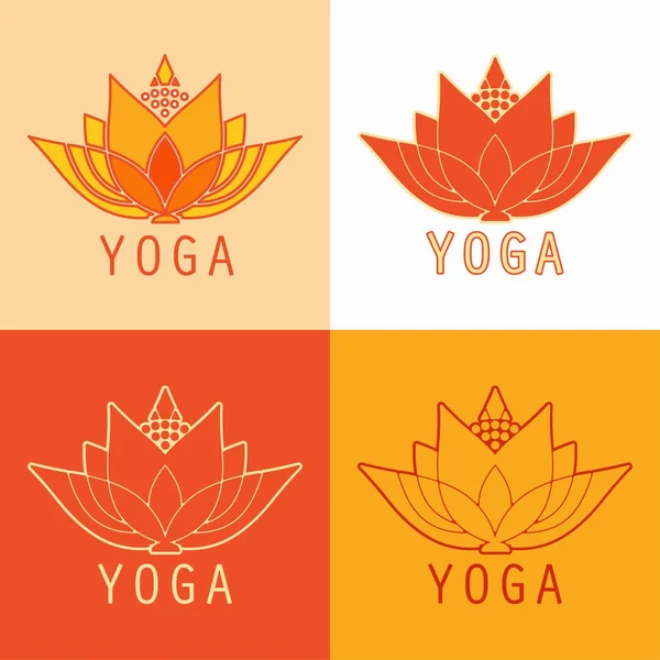 Conjunto para estudio de yoga de loto en diferentes fondos de diseño — Archivo Imágenes Vectoriales