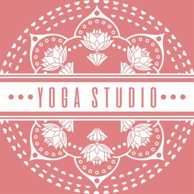lotus dekoratif d bir arka plan üzerinde yoga stüdyosu için amblemi