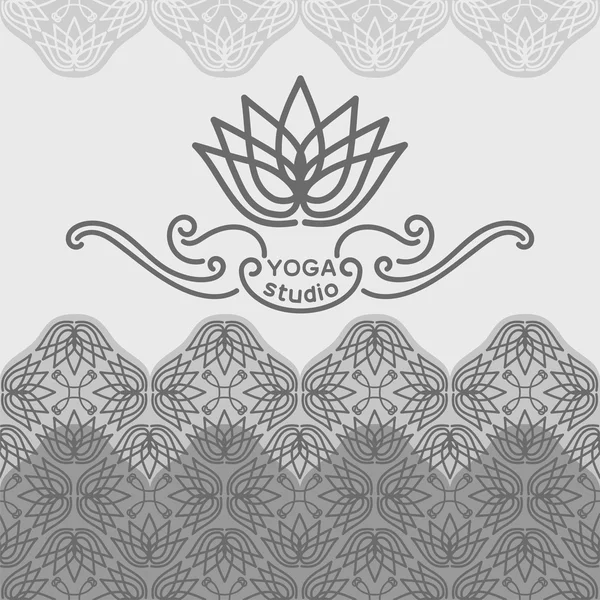 Yoga studio logo for a stylized lotus flower on a background of — Stock Vector
