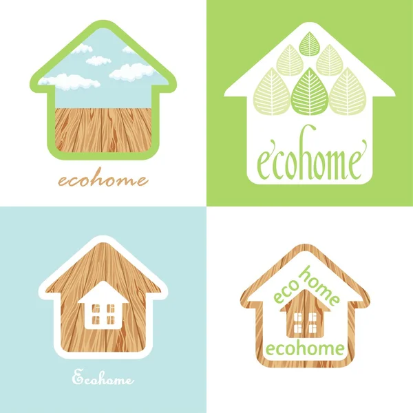 Eco house set of the natural material wood texture — Stock Vector