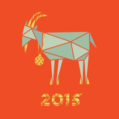 Noel keçi kırmızı arka plan üçgenler siluet tasarlamak