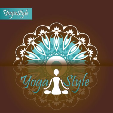 Yoga amblemi logosu adam arka plan üzerinde Lotus olarak