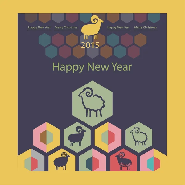 Sheep on the background of hexagons infographics — Stock Vector