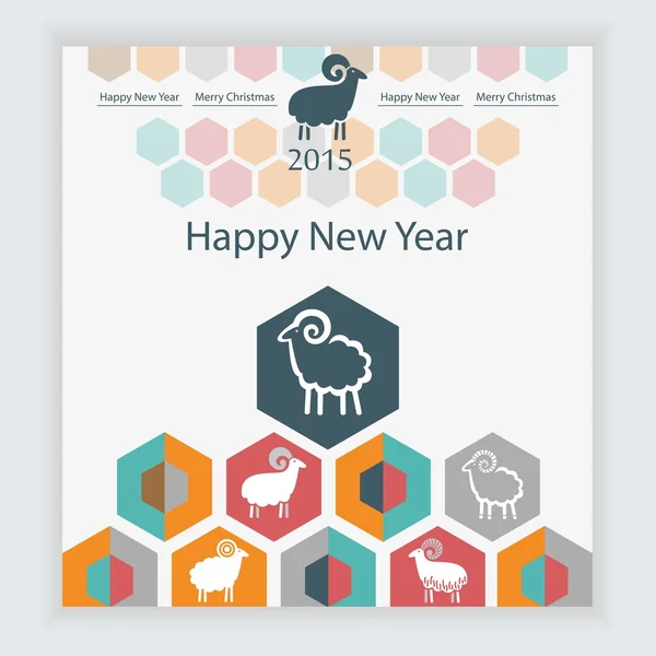 Sheep on the background of hexagons infographics calendar — Stock Vector