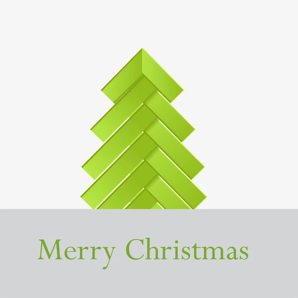 Tree green stripes design origami Christmas card — Stock Vector