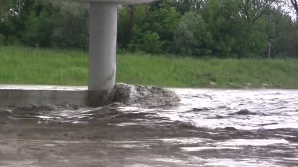 Flood Fast Brown Water Yellow River Water River Overflowed Its — Stock Video