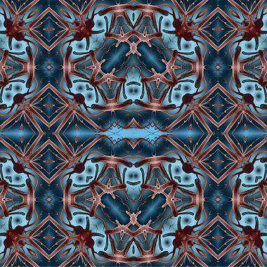 Kusursuz etnik düzen. Soyut retro arka plan. Kusursuz bir doku. Simetrik arkaplan. Sanat dokusu