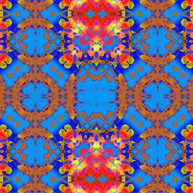 Kusursuz etnik düzen. Soyut retro arka plan. Kusursuz bir doku. Simetrik arkaplan. Sanat dokusu