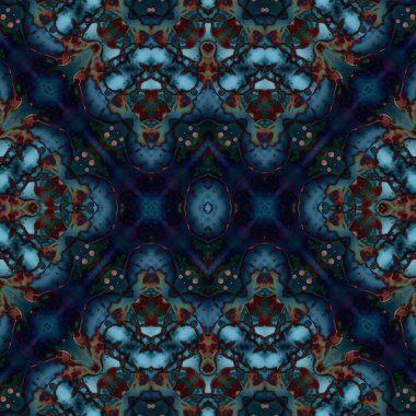 Kusursuz kaleydoskop deseni. Soyut etnik köken. Kusursuz bir doku. Yaratıcı bir geçmiş. Çizimler