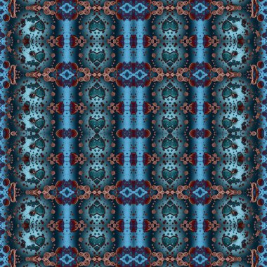 Kusursuz kaleydoskop deseni. Soyut etnik köken. Kusursuz bir doku. Yaratıcı bir geçmiş. Çizimler