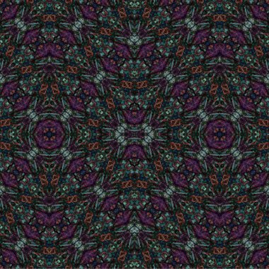 Kusursuz kaleydoskop deseni. Soyut etnik köken. Kusursuz bir doku. Yaratıcı bir geçmiş. Çizimler