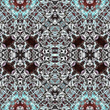 Kusursuz kaleydoskop deseni. Soyut etnik köken. Kusursuz bir doku. Yaratıcı bir geçmiş. Çizimler