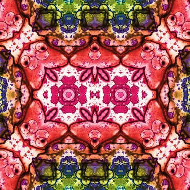 Kusursuz kaleydoskop deseni. Soyut etnik köken. Kusursuz bir doku. Yaratıcı bir geçmiş. Çizimler