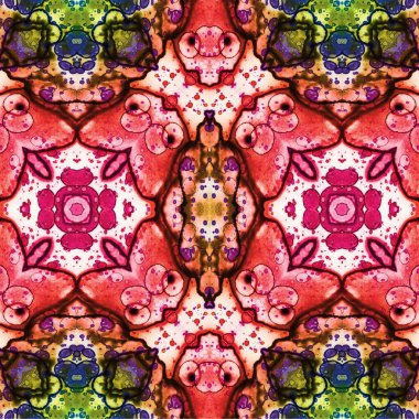 Kusursuz kaleydoskop deseni. Soyut etnik köken. Kusursuz bir doku. Yaratıcı bir geçmiş. Çizimler