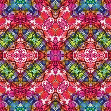 Kusursuz kaleydoskop deseni. Soyut etnik köken. Kusursuz bir doku. Yaratıcı bir geçmiş. Çizimler