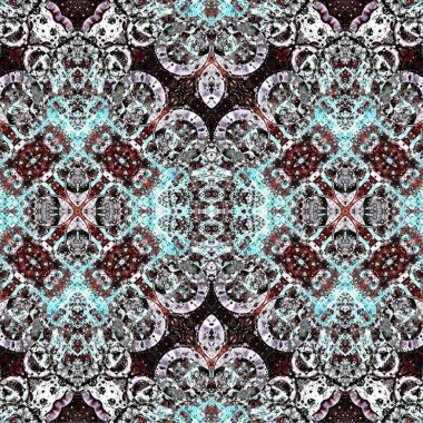 Kusursuz kaleydoskop deseni. Soyut etnik köken. Kusursuz bir doku. Yaratıcı bir geçmiş. Çizimler