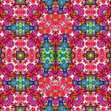 Kusursuz kaleydoskop deseni. Soyut etnik köken. Kusursuz bir doku. Yaratıcı bir geçmiş. Çizimler