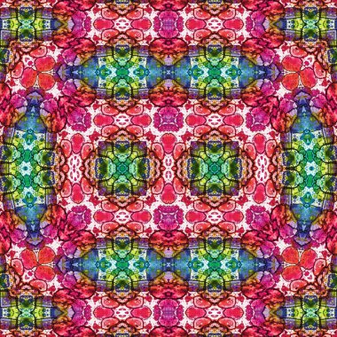 Kusursuz kaleydoskop deseni. Soyut etnik köken. Kusursuz bir doku. Yaratıcı bir geçmiş. Çizimler