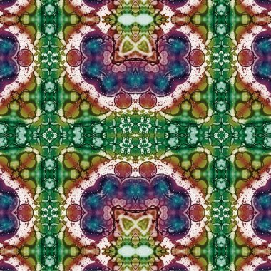 Kusursuz kaleydoskop deseni. Soyut etnik köken. Kusursuz bir doku. Yaratıcı bir geçmiş. Çizimler