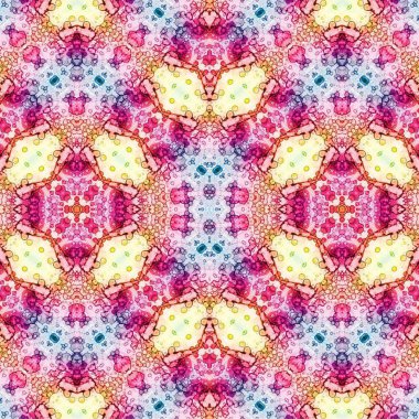 Kusursuz kaleydoskop deseni. Soyut etnik köken. Kusursuz bir doku. Yaratıcı bir geçmiş. Çizimler