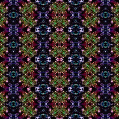Kusursuz kaleydoskop deseni. Soyut etnik köken. Kusursuz bir doku. Yaratıcı bir geçmiş. Çizimler