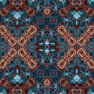 Kusursuz kaleydoskop deseni. Soyut etnik köken. Kusursuz bir doku. Yaratıcı bir geçmiş. Çizimler