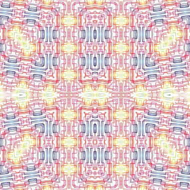 Kusursuz kaleydoskop deseni. Soyut etnik köken. Kusursuz bir doku. Yaratıcı bir geçmiş. Çizimler