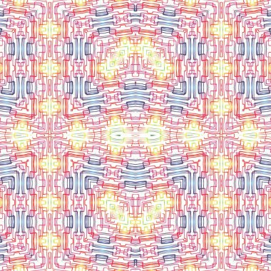 Kusursuz kaleydoskop deseni. Soyut etnik köken. Kusursuz bir doku. Yaratıcı bir geçmiş. Çizimler