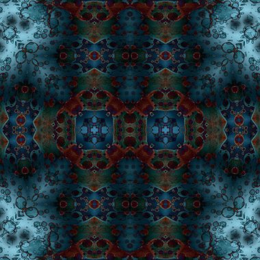 Kusursuz kaleydoskop deseni. Soyut etnik köken. Kusursuz bir doku. Yaratıcı bir geçmiş. Çizimler