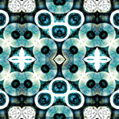 Kusursuz kaleydoskop deseni. Soyut etnik köken. Kusursuz bir doku. Yaratıcı bir geçmiş. Çizimler