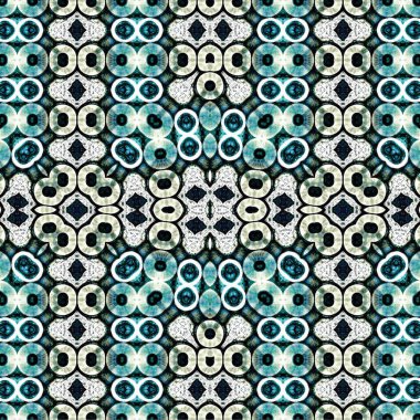 Kusursuz kaleydoskop deseni. Soyut etnik köken. Kusursuz bir doku. Yaratıcı bir geçmiş. Çizimler