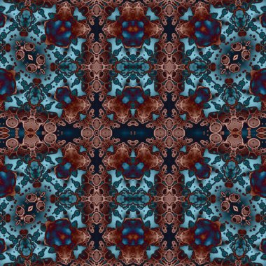 Kusursuz etnik düzen. Soyut retro arka plan. Kusursuz bir doku. Simetrik arkaplan. Sanat dokusu