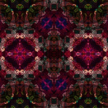 Kusursuz kaleydoskop deseni. Soyut etnik köken. Kusursuz bir doku. Yaratıcı bir geçmiş. Çizimler