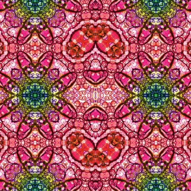 Kusursuz kaleydoskop deseni. Soyut etnik köken. Kusursuz bir doku. Yaratıcı bir geçmiş. Çizimler