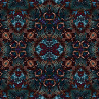 Kusursuz kaleydoskop deseni. Soyut etnik köken. Kusursuz bir doku. Yaratıcı bir geçmiş. Çizimler