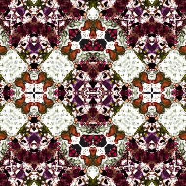 Kusursuz kaleydoskop deseni. Soyut etnik köken. Kusursuz bir doku. Yaratıcı bir geçmiş. Çizimler