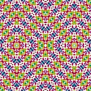 Kusursuz kaleydoskop deseni. Soyut etnik köken. Kusursuz bir doku. Yaratıcı bir geçmiş. Çizimler