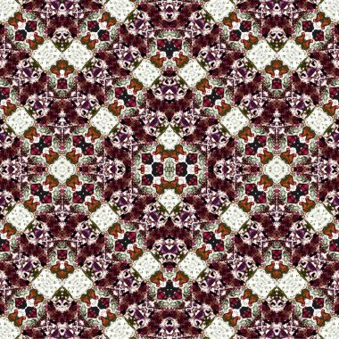 Kusursuz kaleydoskop deseni. Soyut etnik köken. Kusursuz bir doku. Yaratıcı bir geçmiş. Çizimler